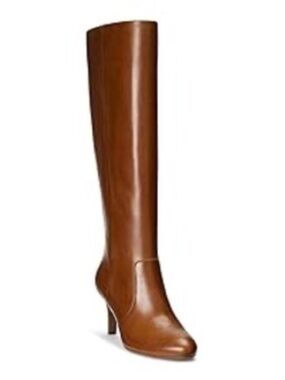 Ralph Lauren Caelynn Tall Boot Deep Saddle Tan 8 B, Brand New In Box